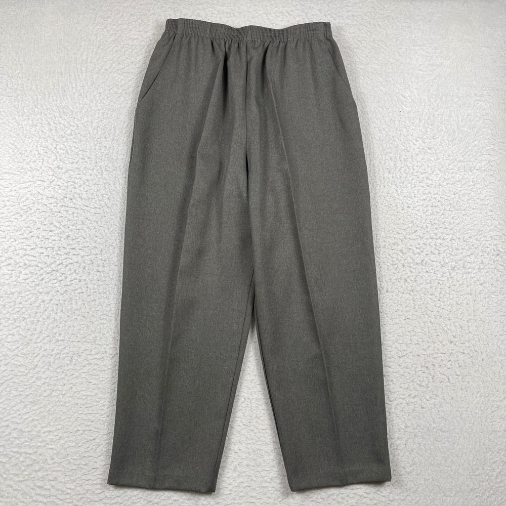 Briggs Petite Trousers Womens 16P Grey Elastic Waist Straight‎ Leg Pull On Pants
